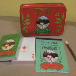 Doppio mazzo di carte con astuccio in alluminio completo di taccuino e matita originali Vintage Carte da gioco